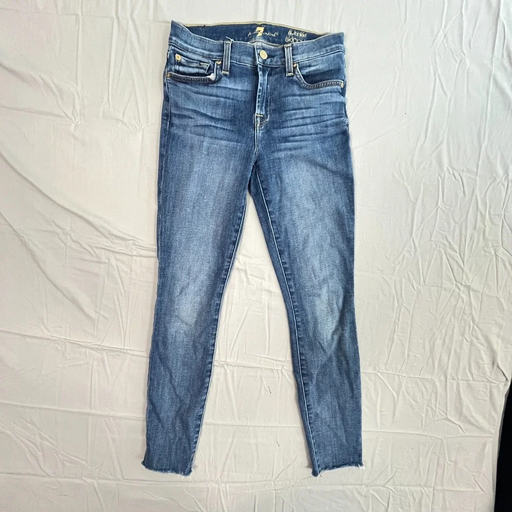 7 For All Mankind The Ankle Skinny‎ Jeans Womens 25 Blue Denim Cotton Stretch